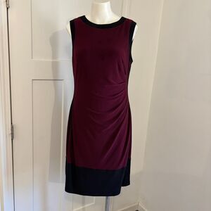 Lauren Ralph Lauren size 12 Maroon Ruched Preppy New England Cocktail Dress